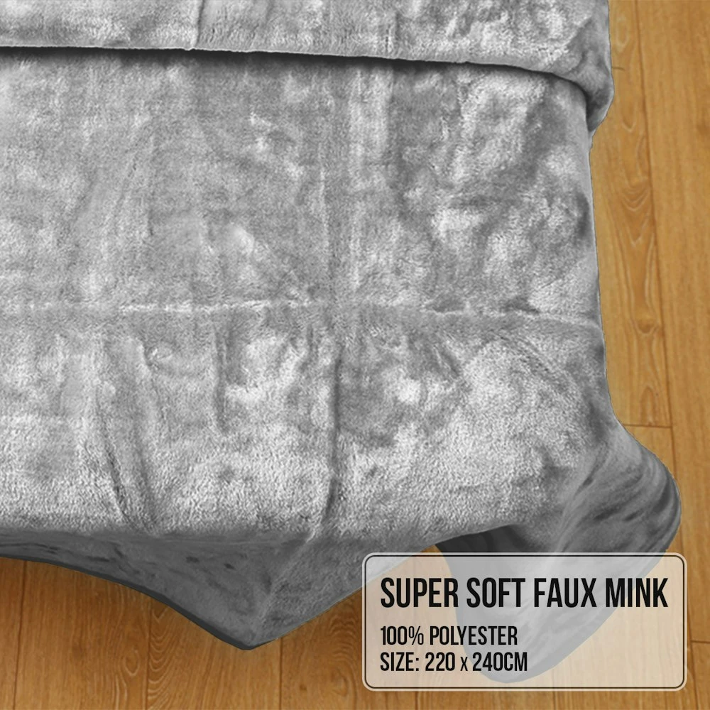 Laura Hill Faux Mink Blanket 800GSM Heavy Double-Sided - Silver 7 Laura Hill Faux Mink Blanket 800GSM Heavy Double-Sided - Silver - Image 5