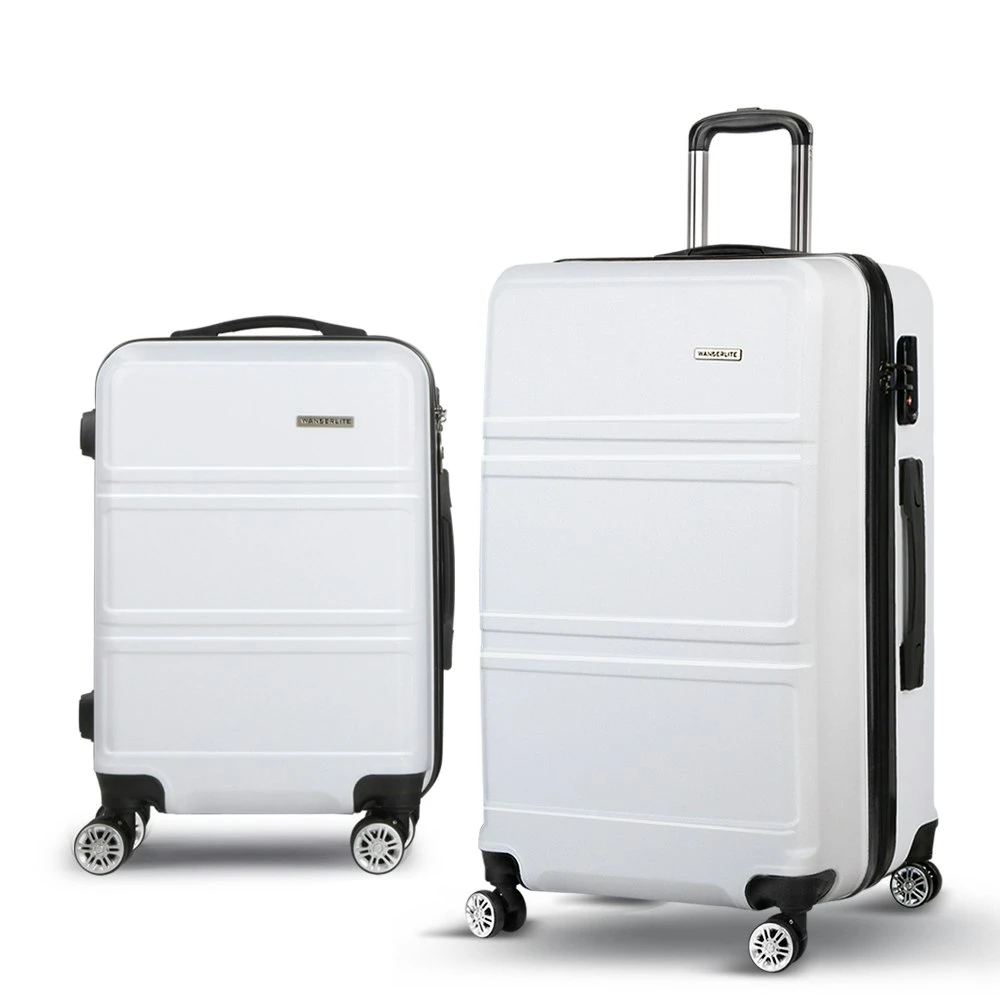 Wanderlite 2pc Luggage Trolley Set Suitcase Travel TSA Hard Case White 4 Wanderlite 2pc Luggage Trolley Set Suitcase Travel TSA Hard Case White - Image 2