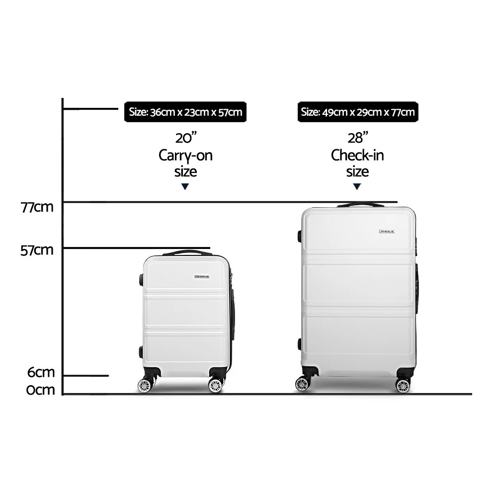 Wanderlite 2pc Luggage Trolley Set Suitcase Travel TSA Hard Case White 5 Wanderlite 2pc Luggage Trolley Set Suitcase Travel TSA Hard Case White - Image 3