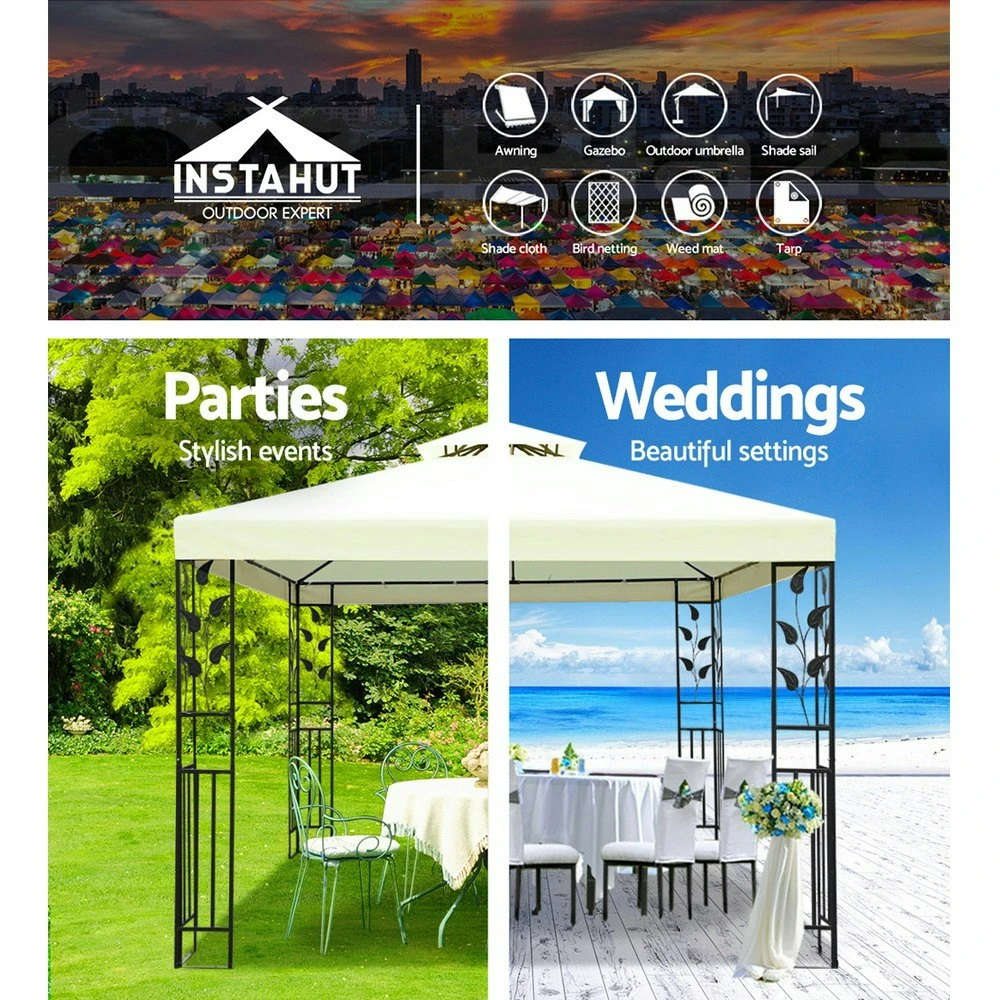 Instahut Gazebo 3x3m Marquee Outdoor Wedding Gazebos White 5 Instahut Gazebo 3x3m Marquee Outdoor Wedding Gazebos White - Image 3