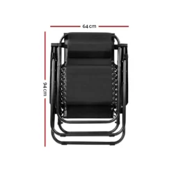 Gardeon Zero Gravity Chairs 2PC Reclining Outdoor Furniture Sun Lounge Folding Camping Lounger Black -AU Camping Equipment Sales 2mDgNuNKf8XS6Y CNoI896T0