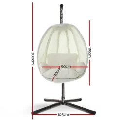 Gardeon Outdoor Swing Rocking Egg Chair With Stand Cushion Foldable - Cream -AU Camping Equipment Sales 4Otm0niBYzT1DsUnSaXJ827U