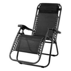 Zero Gravity Chair Outdoor Chairs Beach Lounger Portable Reclining Sun Lounge Folding Camping Black
