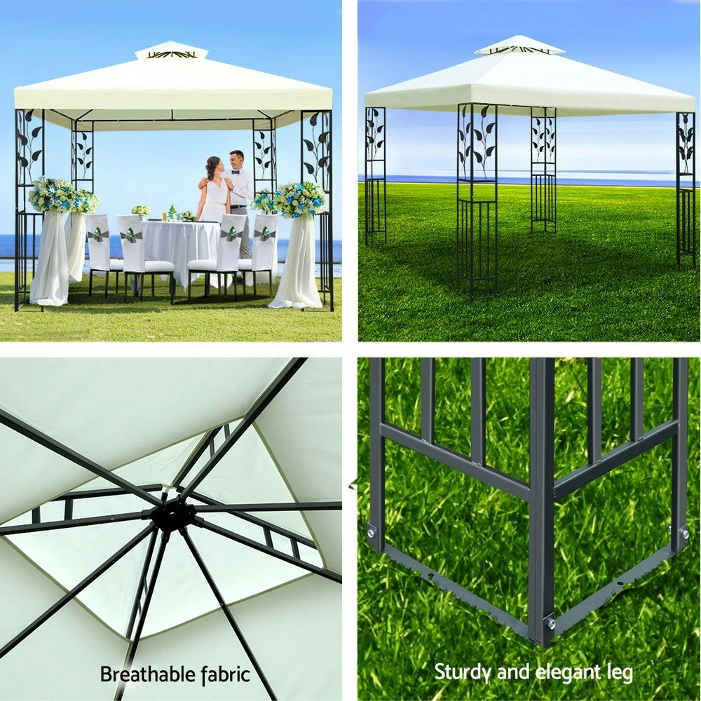 Instahut Gazebo 3x3m Marquee Outdoor Wedding Gazebos White 7 Instahut Gazebo 3x3m Marquee Outdoor Wedding Gazebos White - Image 5