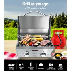 Grillz Portable Gas Oven BBQ 2 Burners LPG Stove Outdoor Picnic Camping Cooking -AU Camping Equipment Sales 5XpmWHVlPhK 8WP3t3kPjqGiM