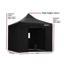 Instahut Gazebo Pop Up Marquee 3x3 Folding Wedding Tent Gazebos Shade Black -AU Camping Equipment Sales 5jejvSTzgoyq8Ehkt3Dzb1OwQ