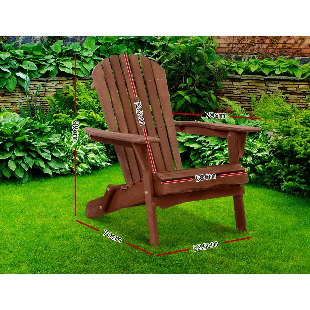 Gardeon Outdoor Chair Folding Beach Camping Chairs Table Set Wooden Adirondack Lounge Garden 4 Gardeon Outdoor Chair Folding Beach Camping Chairs Table Set Wooden Adirondack Lounge Garden - Image 2