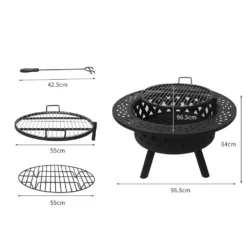 Moyasu Fire Pit BBQ Grill Outdoor Fireplace Camping Firepit Steel Portable 38" -AU Camping Equipment Sales 5q1Q0DDSqBbqNR ShvNz dQns
