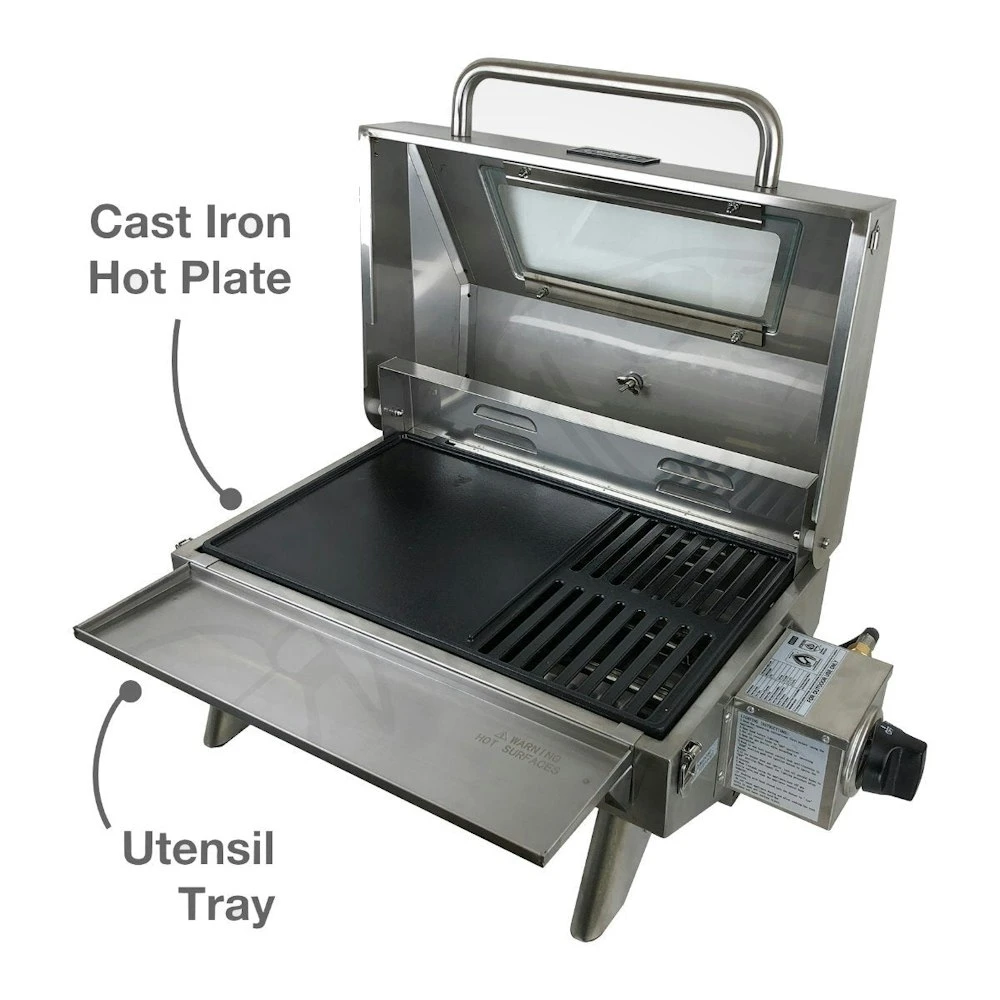 Portable 316 Marine Grade Stainless Steel BBQ With Windows, Tray & 1lb Bottle Adapter 5 Portable 316 Marine Grade Stainless Steel BBQ With Windows, Tray & 1lb Bottle Adapter - Image 3