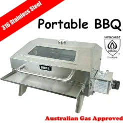 Portable 316 Marine Grade Stainless Steel BBQ With Windows, Tray & 1lb Bottle Adapter