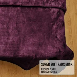 Laura Hill 600GSM Large Double-Sided Faux Mink Blanket - Purple -AU Camping Equipment Sales 72C5FWpPiDi4xZH9ST8tFFIHI