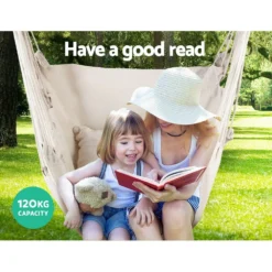 Gardeon Outdoor Hammock Chair Hanging Swing Indoor Pillow Hammocks Camping Cream -AU Camping Equipment Sales 7mcY11k7ASnWJoFswIxSX 4kI