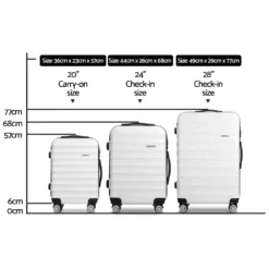 Wanderlite 3pcs Luggage Trolley Set Travel Suitcase TSA Hard Case White -AU Camping Equipment Sales 84VsICppYjM kvUDossqaT6ho
