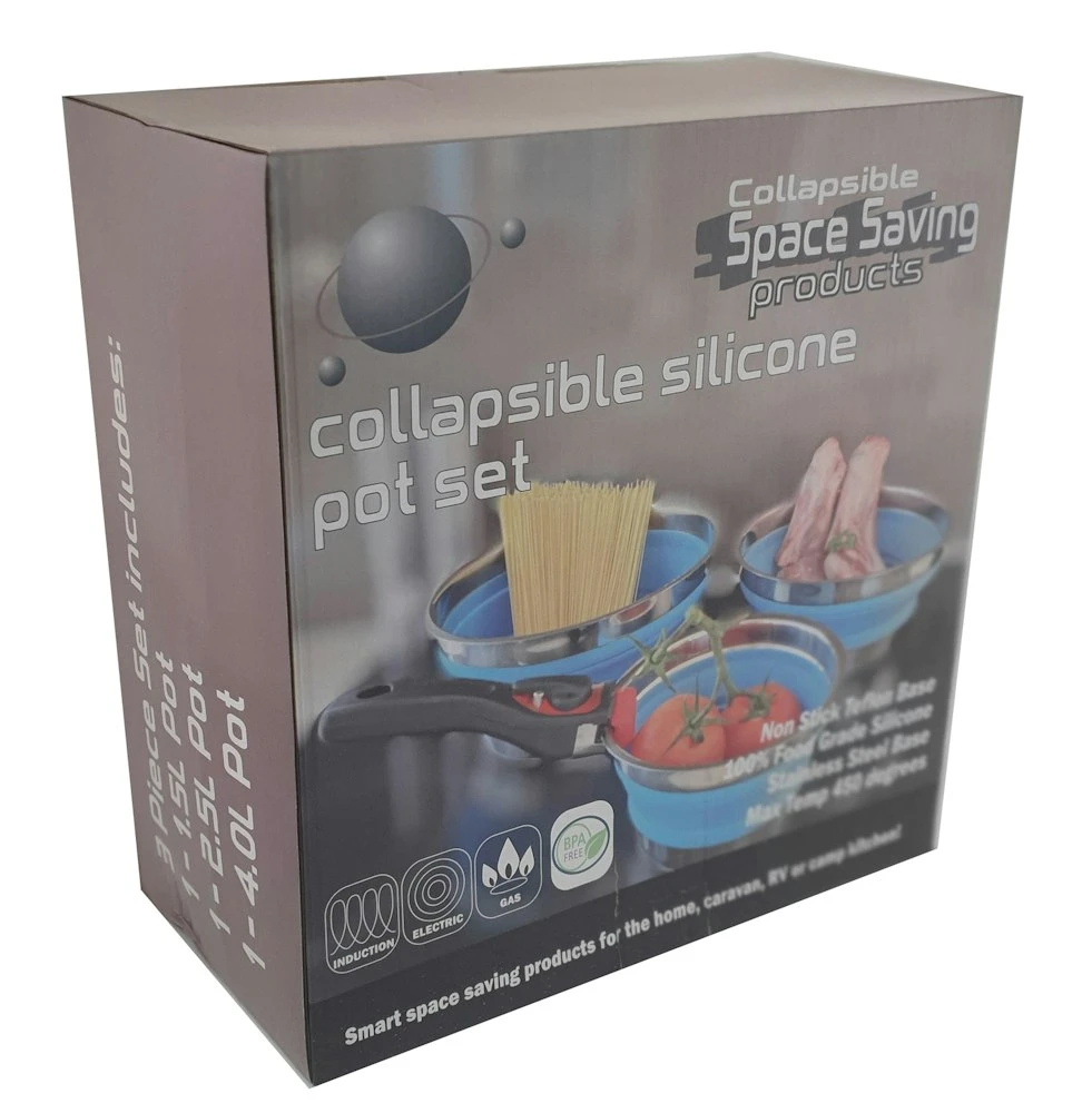 Non Stick Collapsible Silicone Pots Set Of 3 3 Non Stick Collapsible Silicone Pots Set Of 3