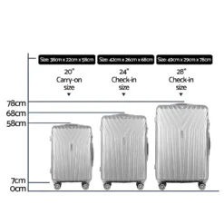 Wanderlite 3pc Luggage Trolley Suitcase Sets Hard Case Silver -AU Camping Equipment Sales 8wK0W7PpqmkQVOglUnyjfdnxk