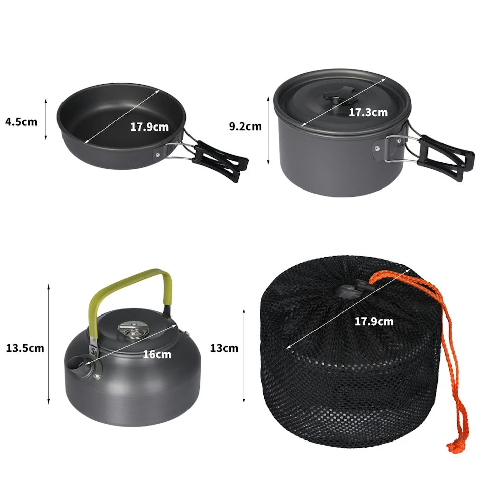 TOQUE 10Pcs Camping Cookware Set Outdoor Hiking Cooking Pot Pan Portable Picnic 5 TOQUE 10Pcs Camping Cookware Set Outdoor Hiking Cooking Pot Pan Portable Picnic - Image 3