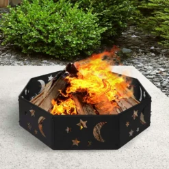 Moyasu Round Fire Pit Ring Outdoor Fireplace Camping Firepit Steel Portable 36" -AU Camping Equipment Sales 97OEkfylWEfwx3KR8 1L DHWI