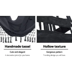 Gardeon Hammock Chair With Stand Outdoor Swing Hanging Bed Tassel Grey 15 Gardeon Hammock Chair With Stand Outdoor Swing Hanging Bed Tassel Grey -AU Camping Equipment Sales 982XB6oe7U3mwoZxkckKzrL90