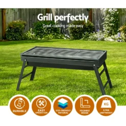 Grillz Charcoal BBQ Grill Smoker Portable Barbecue Outdoor Foldable Camping -AU Camping Equipment Sales 98UW55 LF0RLKQ8Lxp7b HAYY