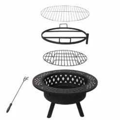 Moyasu Fire Pit BBQ Grill Outdoor Fireplace Camping Firepit Steel Portable 38" -AU Camping Equipment Sales 99JALxVszY78xkGs1O2DZYvUA