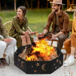 Moyasu Round Fire Pit Ring Outdoor Fireplace Camping Firepit Steel Portable 36" -AU Camping Equipment Sales 9crlaqw6UlrlvH7sIMZVcmUBE