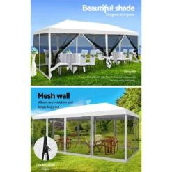 Instahut Gazebo Pop Up Marquee 3x6m Wedding Mesh Side Wall Outdoor Gazebos White -AU Camping Equipment Sales 9fHRAbauU AicpVRS awXiXhs