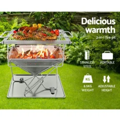 Grillz Camping Fire Pit BBQ Portable Folding Stainless Steel Stove Outdoor Pits -AU Camping Equipment Sales AAzTSsn2kpBtZnA 9JLJLjOG0