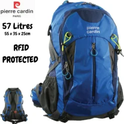 Pierre Cardin RFID Backpack Bag Hiking Trekking School Travel Camping Waterproof 57 Litre - Blue -AU Camping Equipment Sales AuJ5HsDYpBWLjV 0yaaMuufEE