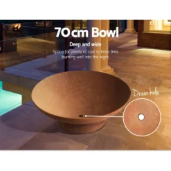 Grillz Copper Fire Pit Vintage Campfire Wood Burner Rust Outdoor Iron Bowl 70CM -AU Camping Equipment Sales DLWPJdBrK3j5KjaxFle Yiw3E