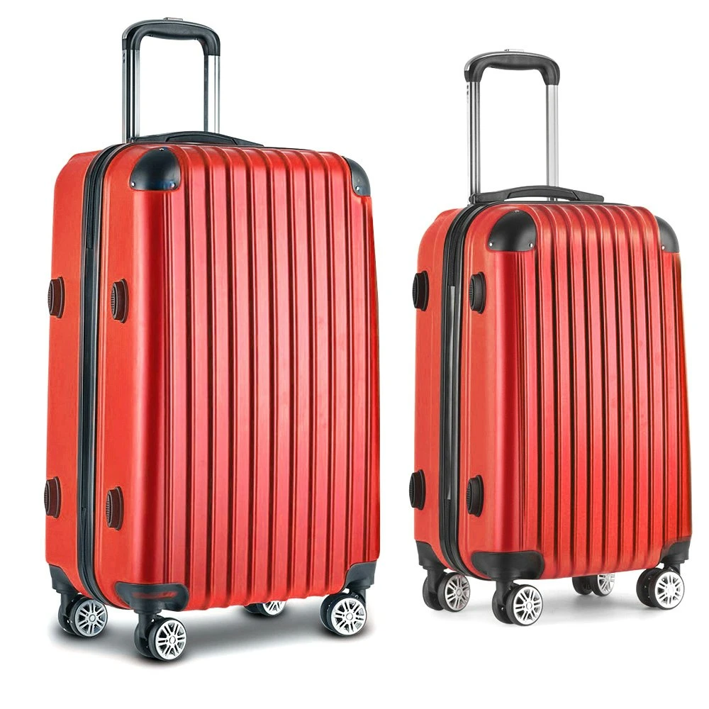 Wanderlite 2pc Luggage Trolley Suitcase Sets Travel TSA Hard Case Red 6 Wanderlite 2pc Luggage Trolley Suitcase Sets Travel TSA Hard Case Red - Image 4