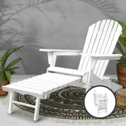 Gardeon Outdoor Chair Beach Chairs Wooden Adirondack Sun Lounge Lounger Day Bed Patio Garden Furniture Foldable Ottoman Gardeon