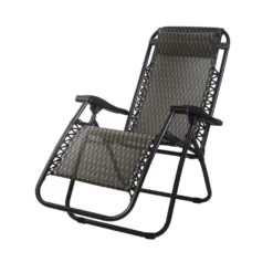 Zero Gravity Chair Outdoor Chairs Beach Lounger Portable Reclining Sun Lounge Folding Camping Grey