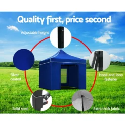 Instahut Gazebo Pop Up Marquee 3x3 Folding Wedding Tent Gazebos Shade Blue -AU Camping Equipment Sales EeqeiNRKFjlhxJ0IBsA1Og5mc