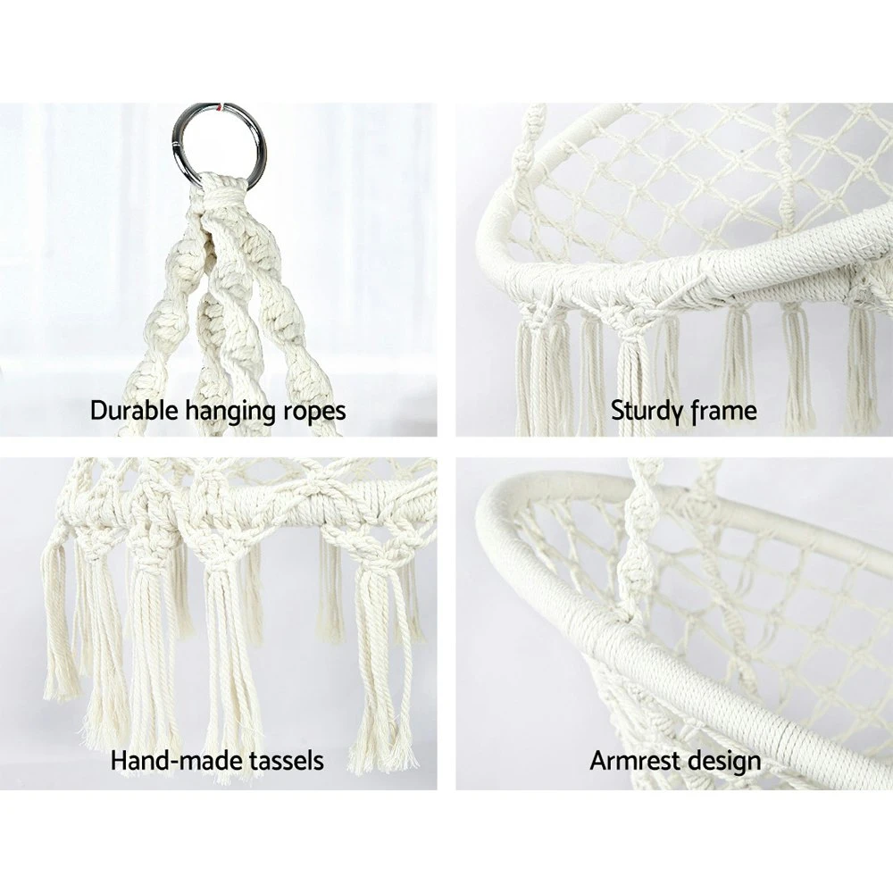 Gardeon Hammock Chair Swing Bed Relax Rope Portable Outdoor Hanging Indoor 124CM 8 Gardeon Hammock Chair Swing Bed Relax Rope Portable Outdoor Hanging Indoor 124CM - Image 6