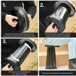 Telescopic Collapsible Portable Stool H: 45cm Black -AU Camping Equipment Sales F Ph5lT8SPZ1X9tuqUTTeJwFQ