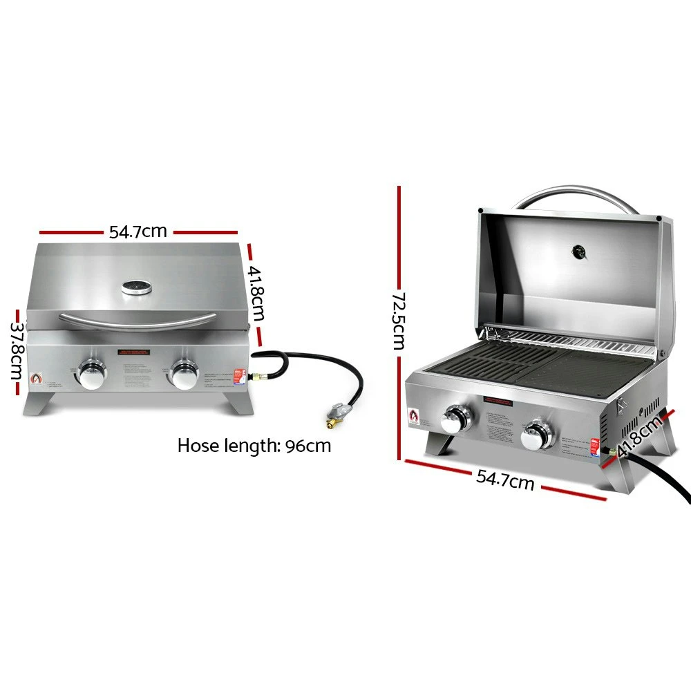 Grillz Portable Gas BBQ LPG Oven Camping Cooker Grill 2 Burners Stove Outdoor 4 Grillz Portable Gas BBQ LPG Oven Camping Cooker Grill 2 Burners Stove Outdoor - Image 2