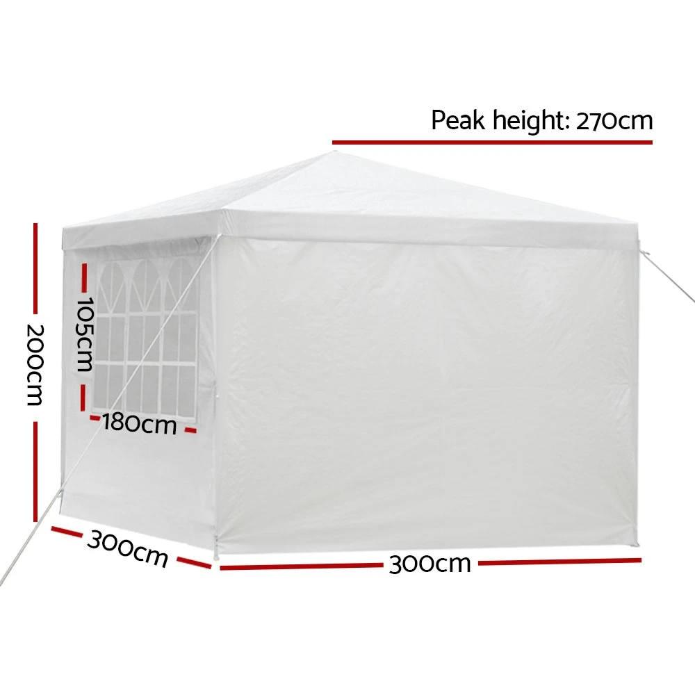 Instahut Gazebo 3x3 Outdoor Marquee Gazebos Wedding Camping Tent 4 Panel 5 Instahut Gazebo 3x3 Outdoor Marquee Gazebos Wedding Camping Tent 4 Panel - Image 3
