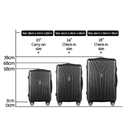 Wanderlite 3pc Luggage Trolley Suitcase Sets Hard Case Black -AU Camping Equipment Sales GWmX5qIAudxx3aQiM4PQAAtwg