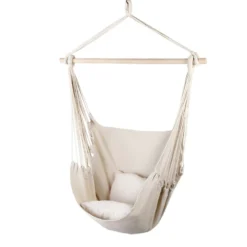 Gardeon Outdoor Hammock Chair Hanging Swing Indoor Pillow Hammocks Camping Cream