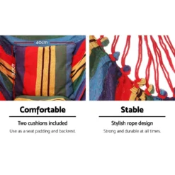 Gardeon Hammock Chair With Stand Cushion Pillow Rainbow -AU Camping Equipment Sales GsAjRPE5aJPFH7nwoNlJBHNCg