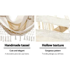 Gardeon Hammock Chair With Stand Outdoor Swing Hanging Bed Tassel Cream 15 Gardeon Hammock Chair With Stand Outdoor Swing Hanging Bed Tassel Cream -AU Camping Equipment Sales GvaKHbzVfOr5D6q q2PrlzGEA