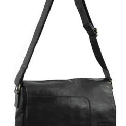 Pierre Cardin Genuine Leather Computer Messenger Sling Bag Travel Business - Black