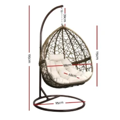 Gardeon Outdoor Hanging Basket Swing Egg Chair With Stand Soft Cushion Indoor Latte -AU Camping Equipment Sales If6ZmuaZRuuU66TK5 pq0EyKo