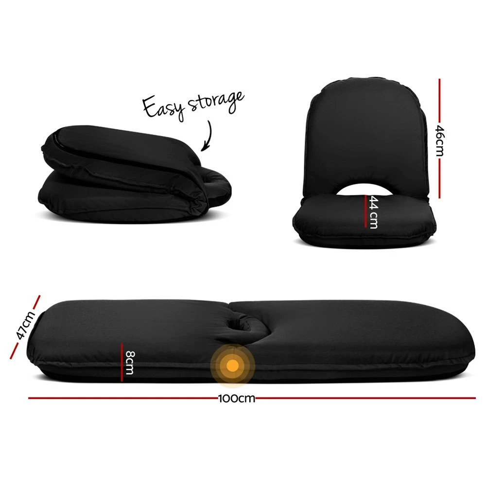 Portable Camping Beach Chair Folding Floor Recliner Outdoor Lounge Sofa Black 4 Portable Camping Beach Chair Folding Floor Recliner Outdoor Lounge Sofa Black - Image 2