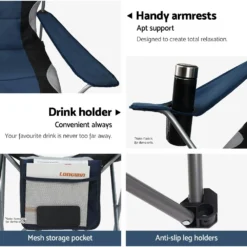 Weisshorn 2X Camping Chairs Folding Arm Chair Portable Camping Garden Fishing -AU Camping Equipment Sales IxwyO5JkF EymtGZdKiH4Oaw