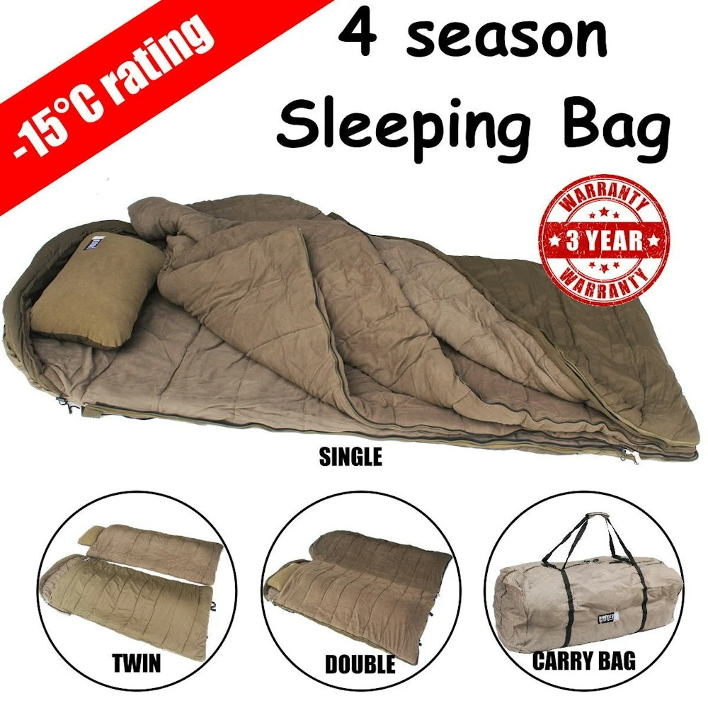 -15°C 4 Season Sleeping Bag Double Twin Outdoor Camping Thermal Winter 4 -15°C 4 Season Sleeping Bag Double Twin Outdoor Camping Thermal Winter - Image 2