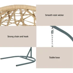 Gardeon Outdoor Hanging Basket Swing Chair With Stand Soft Cushion Patio Garden Chairs Yellow -AU Camping Equipment Sales JIxC tsjO8p4Hp98oCyNE6 4