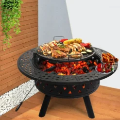 Moyasu Fire Pit BBQ Grill Outdoor Fireplace Camping Firepit Steel Portable 38" -AU Camping Equipment Sales KIBcyrV9GubYvhumrADdS2zVw