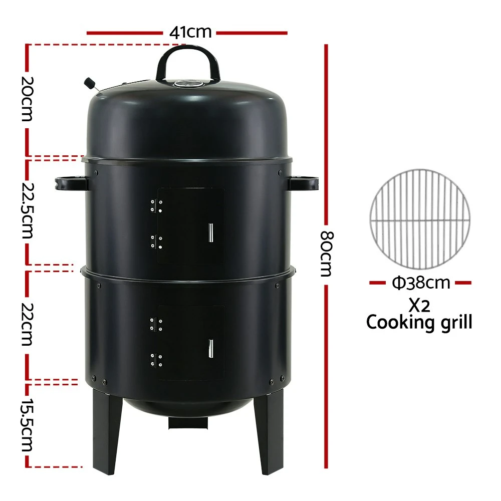 Grillz Outdoor BBQ Grill Smoker Charcoal 3in1 Thermometer Portable Camping Cook 4 Grillz Outdoor BBQ Grill Smoker Charcoal 3in1 Thermometer Portable Camping Cook - Image 2