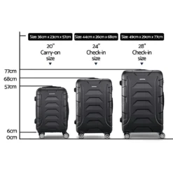 Wanderlite 3pc Luggage Travel Sets Suitcase Trolley TSA Lock Bonus Black -AU Camping Equipment Sales Ld3m5igh8BXVS0tn1lLYBWqK4